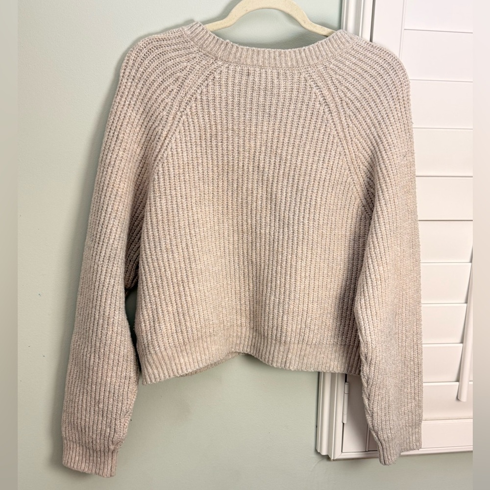 Pure Collection Cream Ribbed Crew Neck Sweater Size XL - Picture 4 of 8
